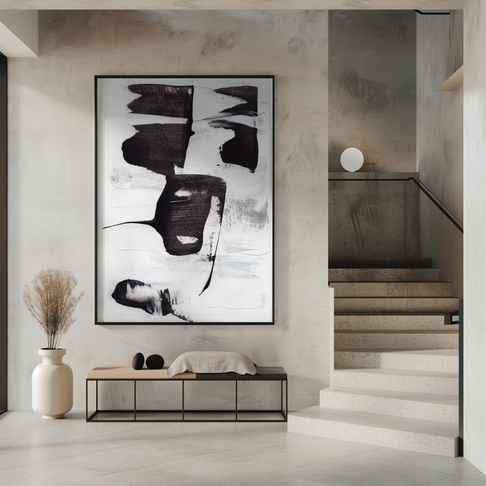 Expressieve monochrome penseelstreken | Poster