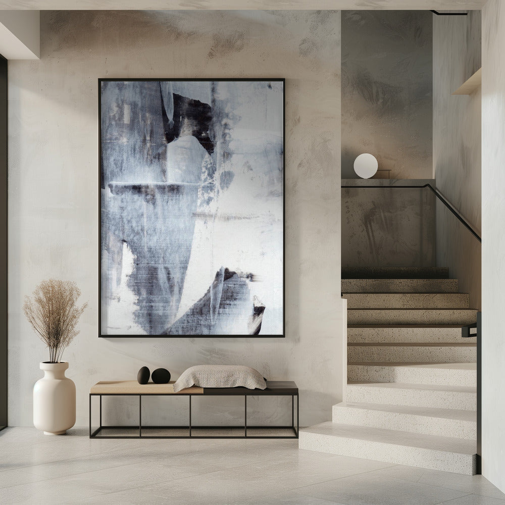 Penseelstreken in monochrome tinten | Poster