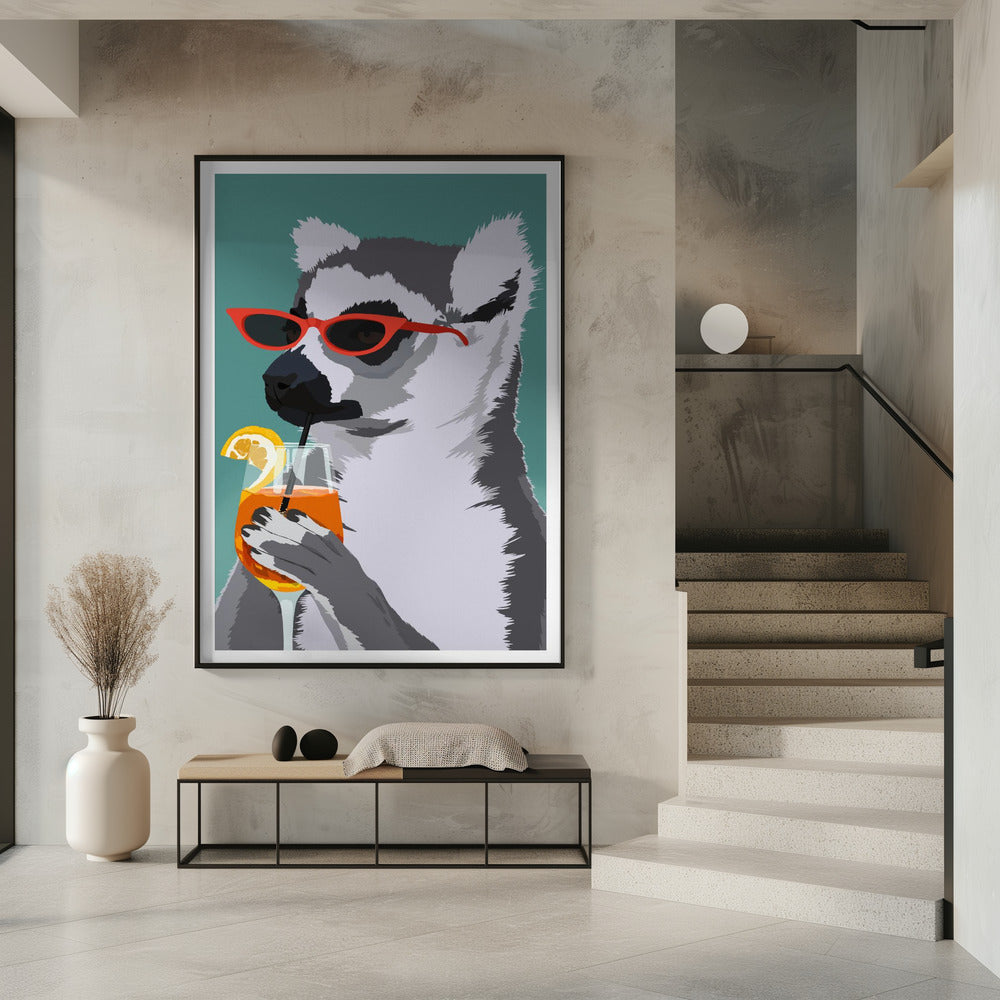 Jugdy Lemur met Drank | Poster