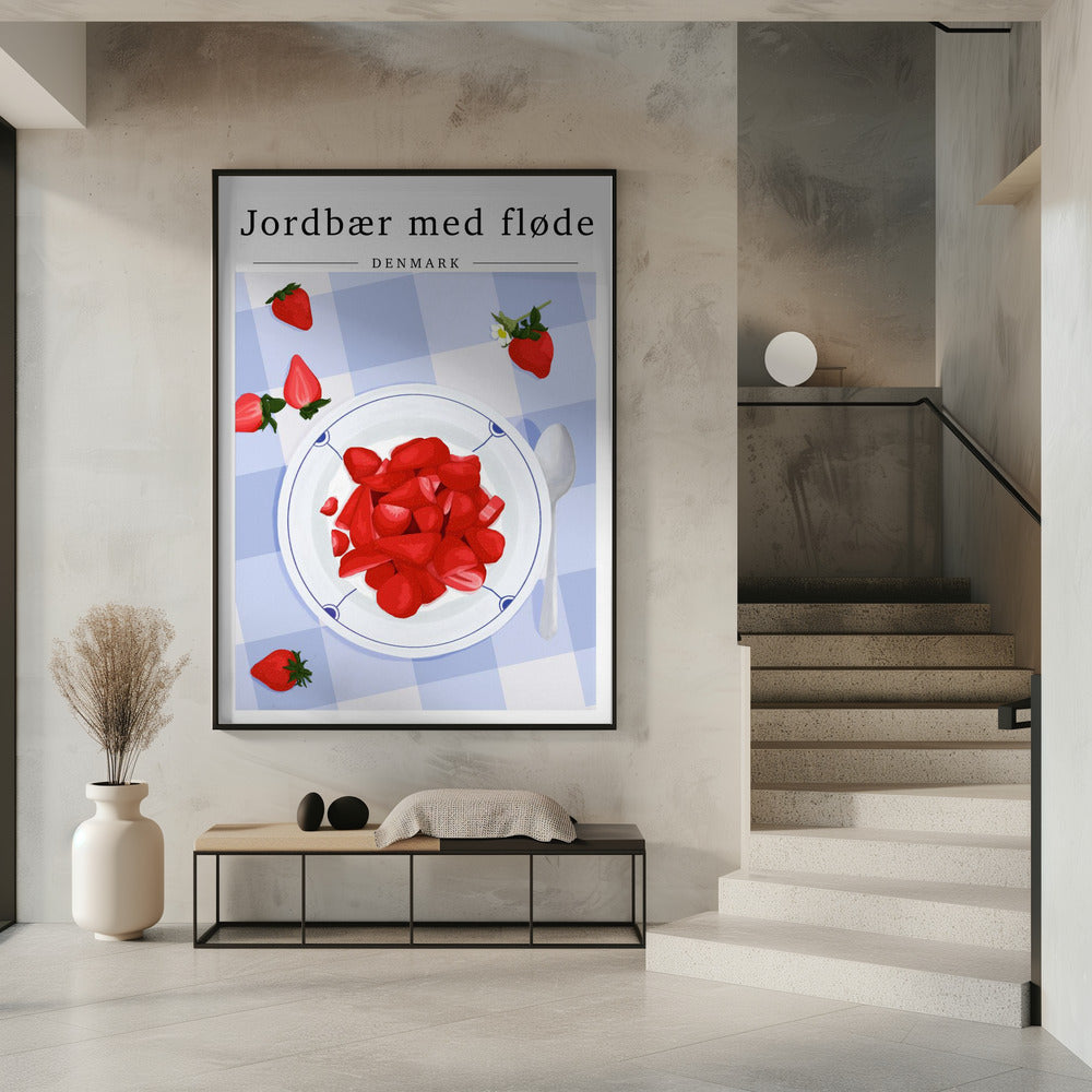 Aardbei met slagroom - Denemarken | Poster
