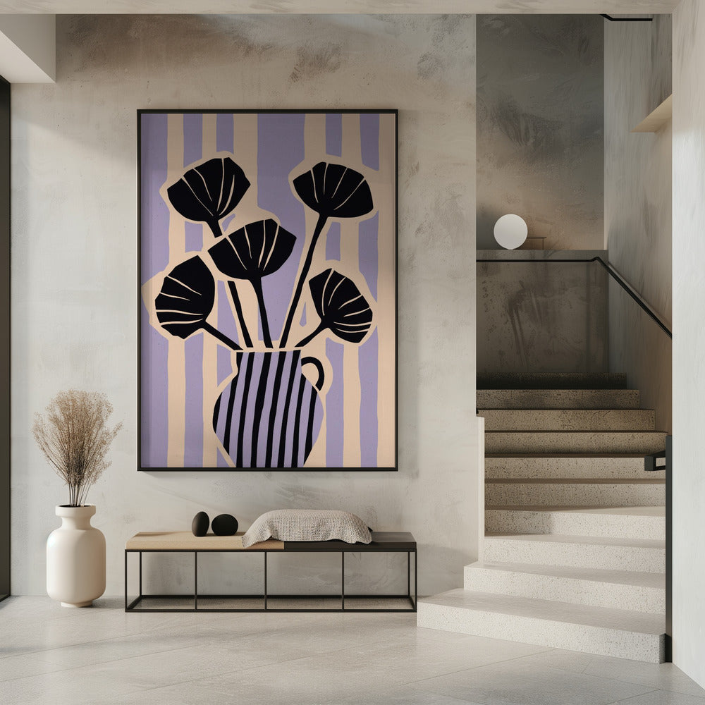 Gestreepte Bloesemvaas | Poster