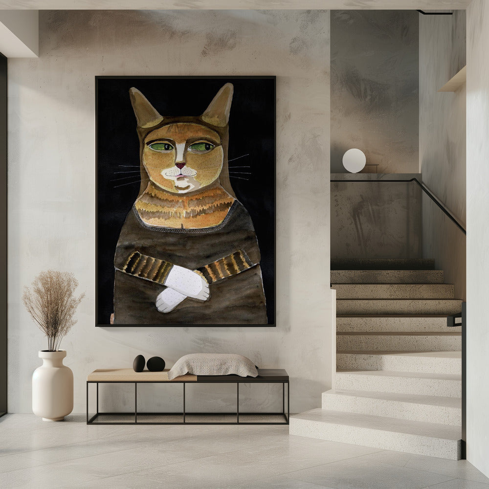 Mona Lisa Kat Grappige Kattenhumor Gember Oranje Kat | Poster