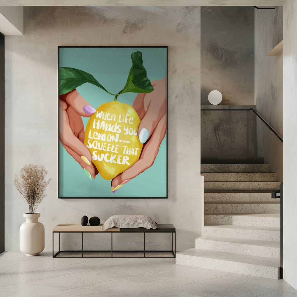 Pers die citroen uit | Poster