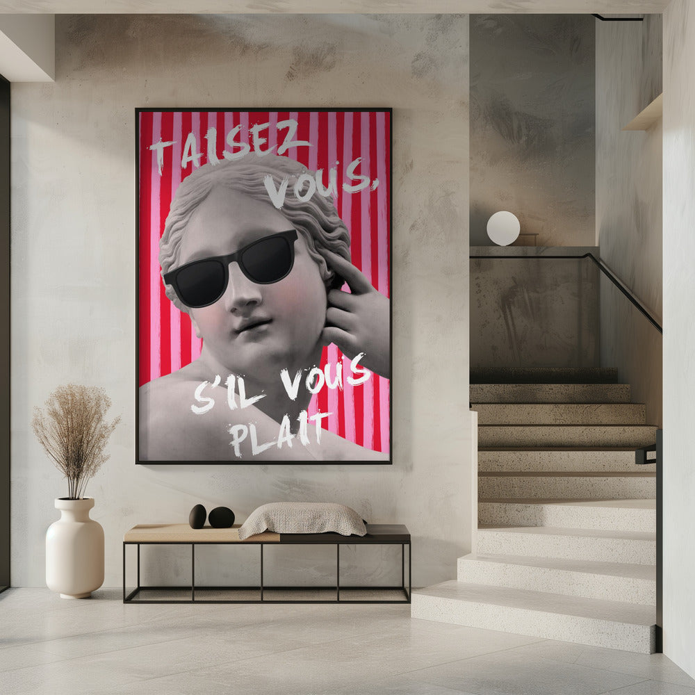 Roze en rood gestreepte Venus | Poster