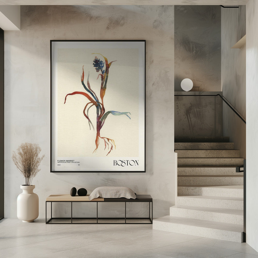 Watercolor print collection. Flower market - Boston | Poster
