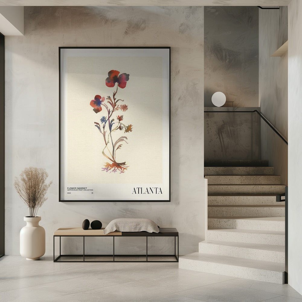Collectie aquarelprints. Bloemenmarkt - Atlanta | Poster