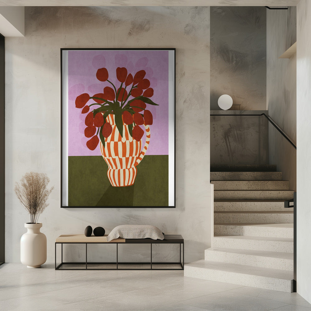 Opvallende tulpen in vaas | Poster