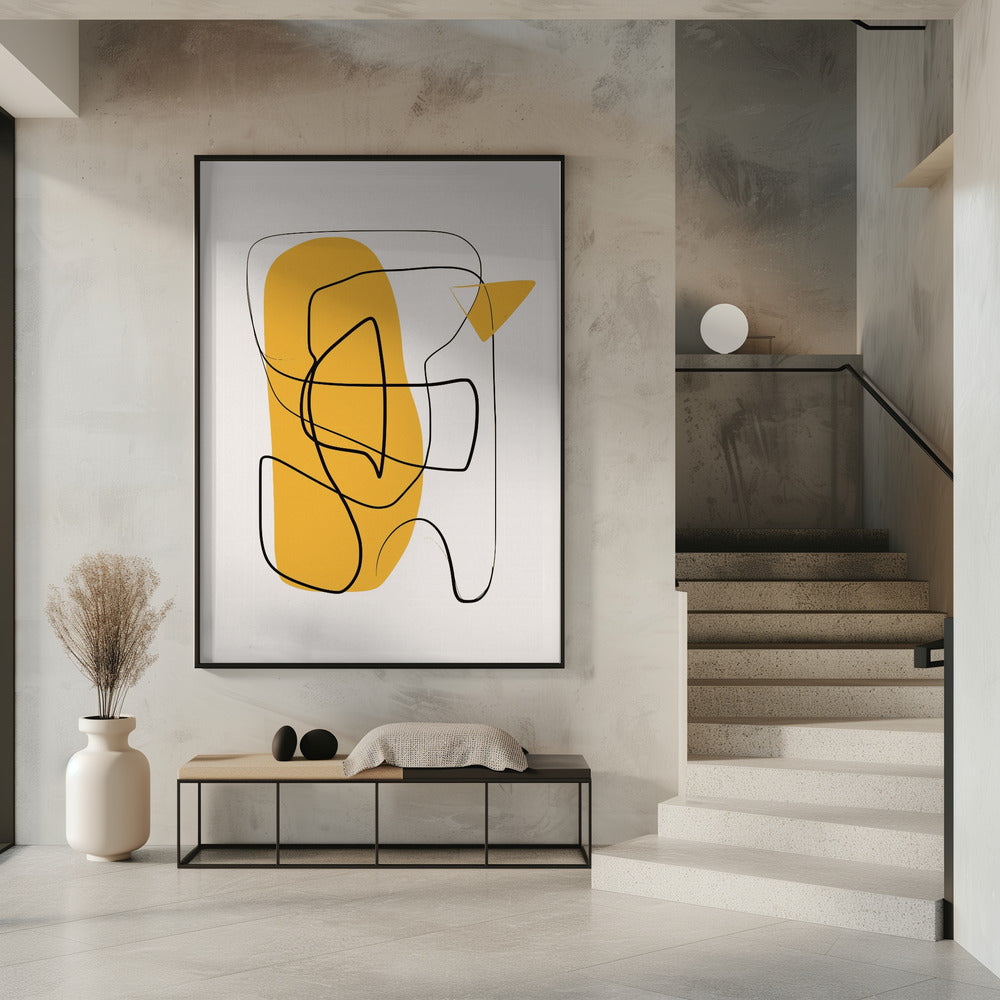 Lijn Abstract In Geel | Poster