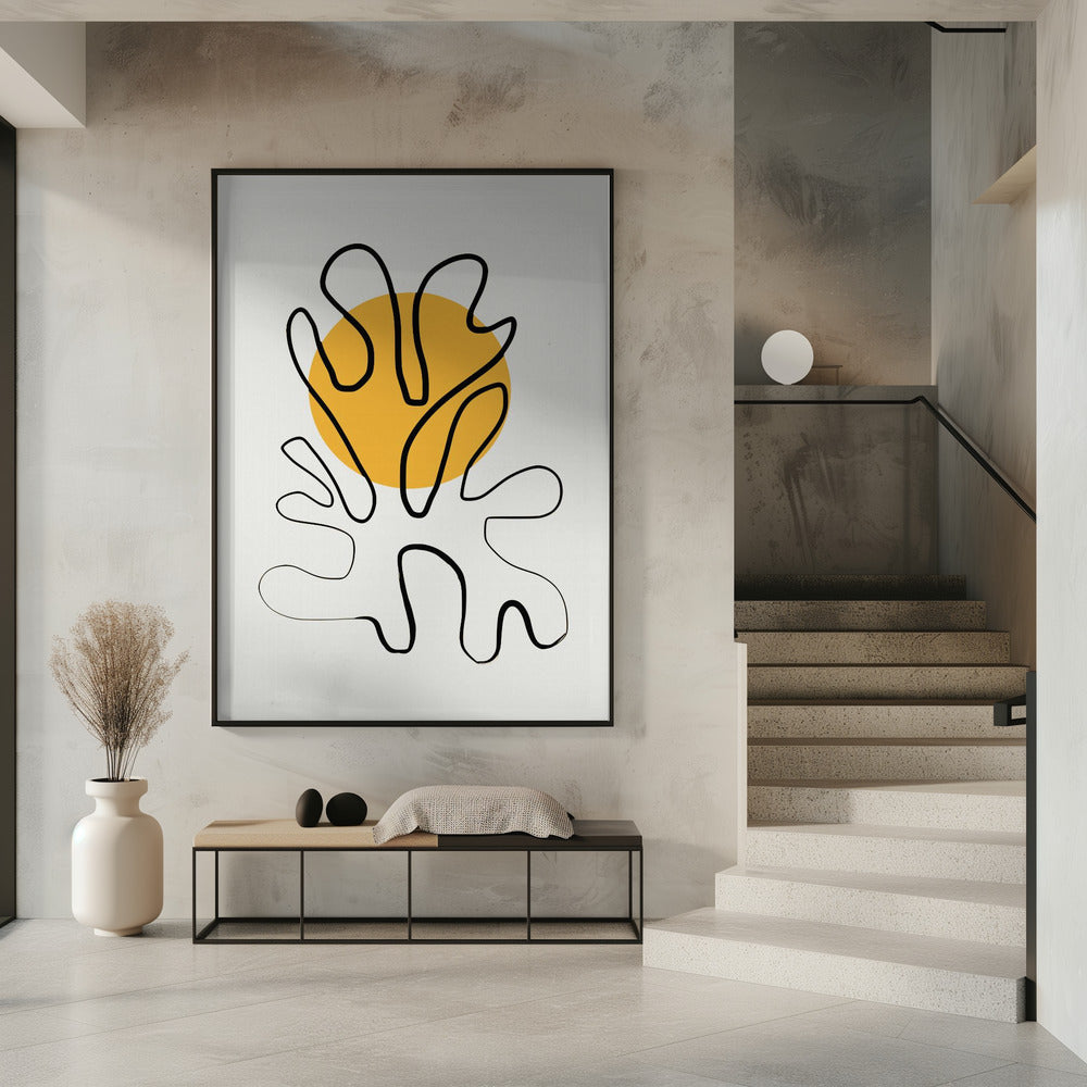 Minimalistisch koraal en zon | Poster