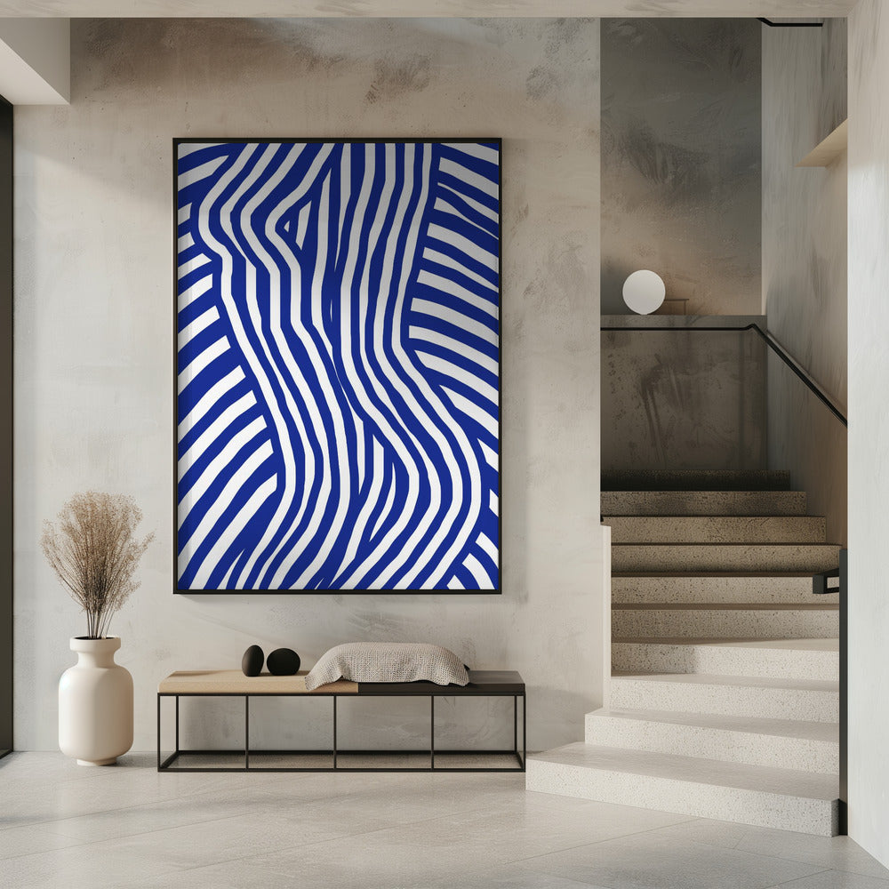 Blauw en wit gestreept naakt | Poster
