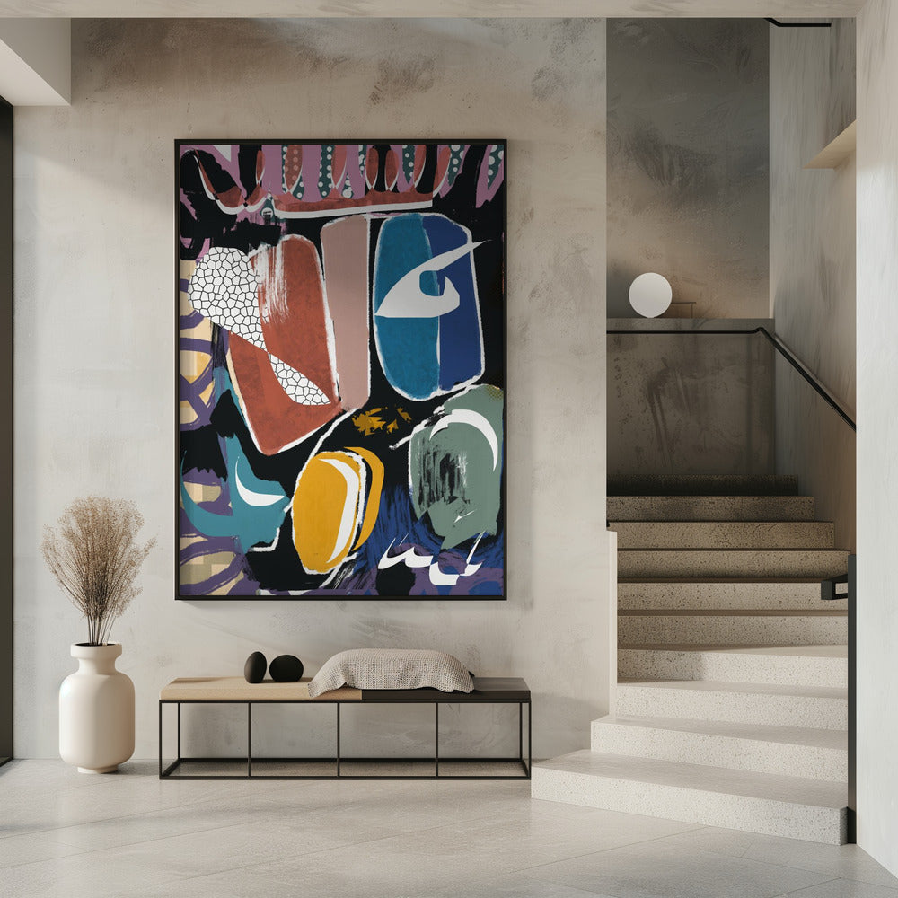 Speelse kiezelsteen abstract | Poster