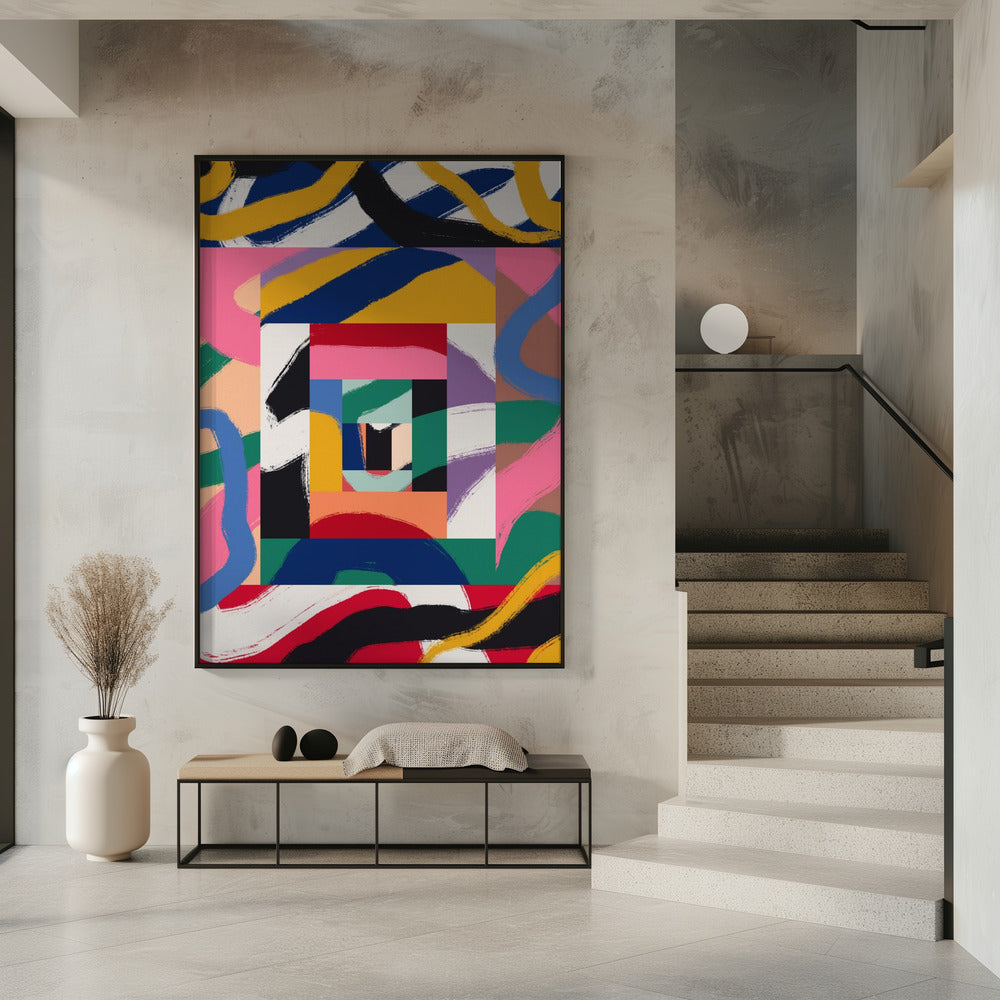 Geometrische vormen en gewaagde penseelstreken | Poster