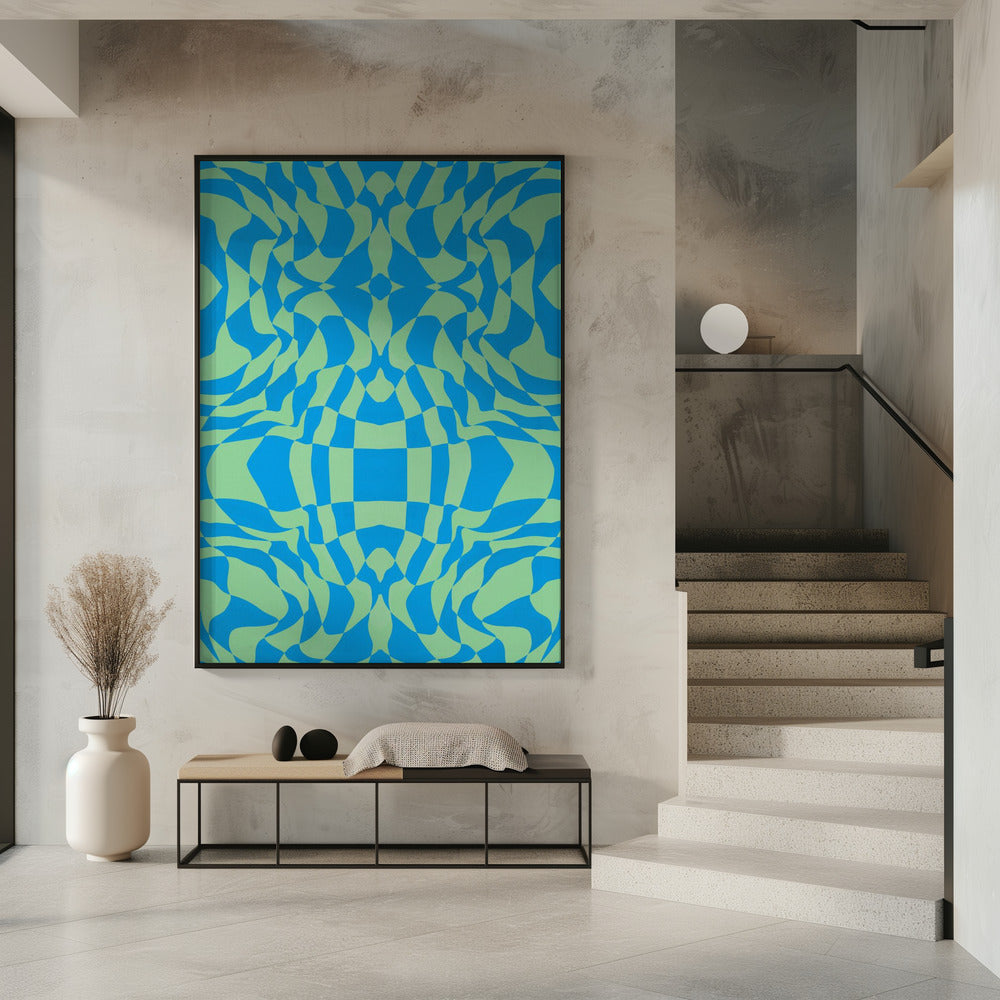 Coole kleuren Warp Checkers | Poster