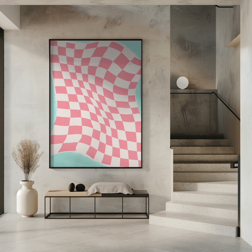 Geribbelde geblokte golf | Poster
