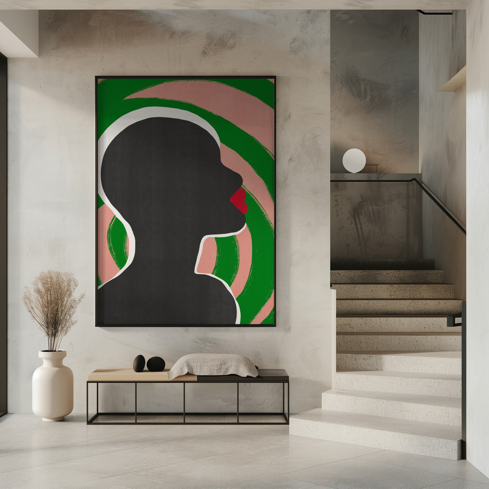 Anoniem portret in groene spiraal | Poster