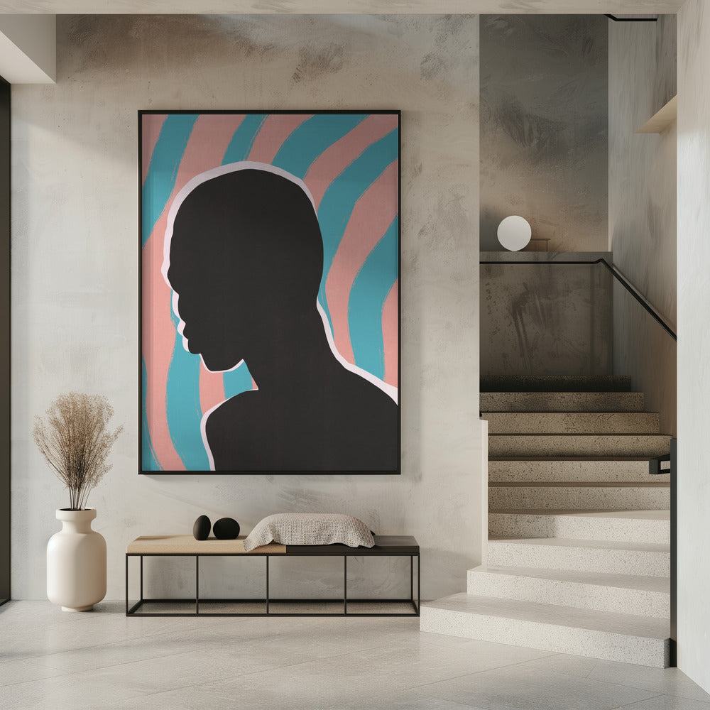 Anoniem portret in neonlicht | Poster