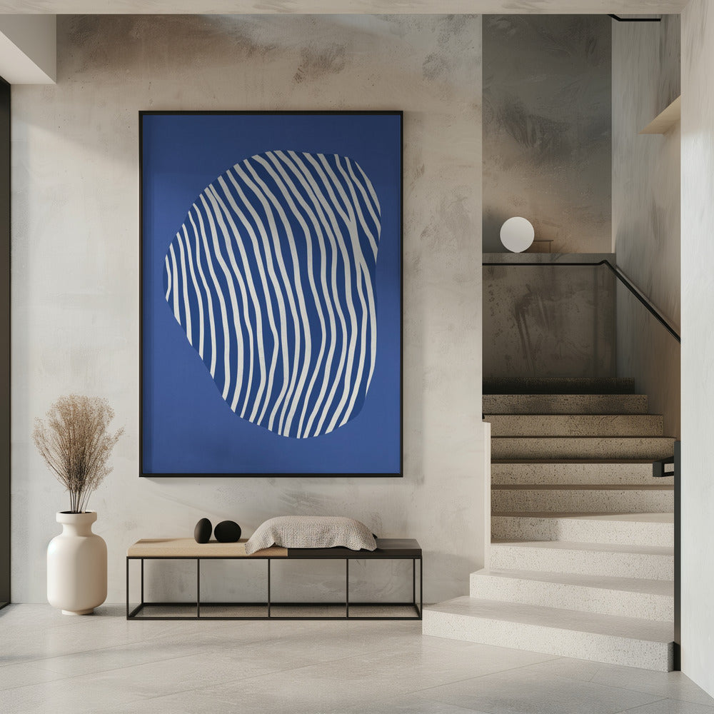 Lijnkunst opgesloten in de ruimte - blauw | Poster
