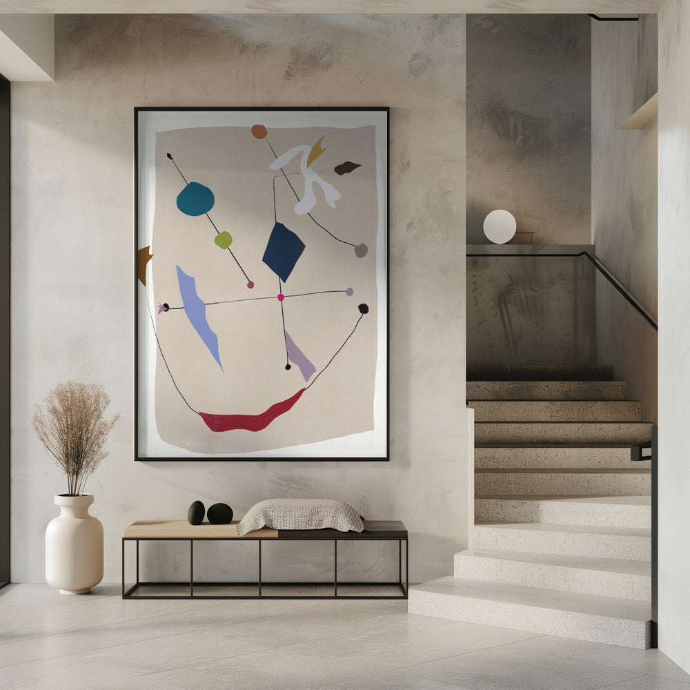 Minimalistische lijnen en kleurrijke vormen | Poster