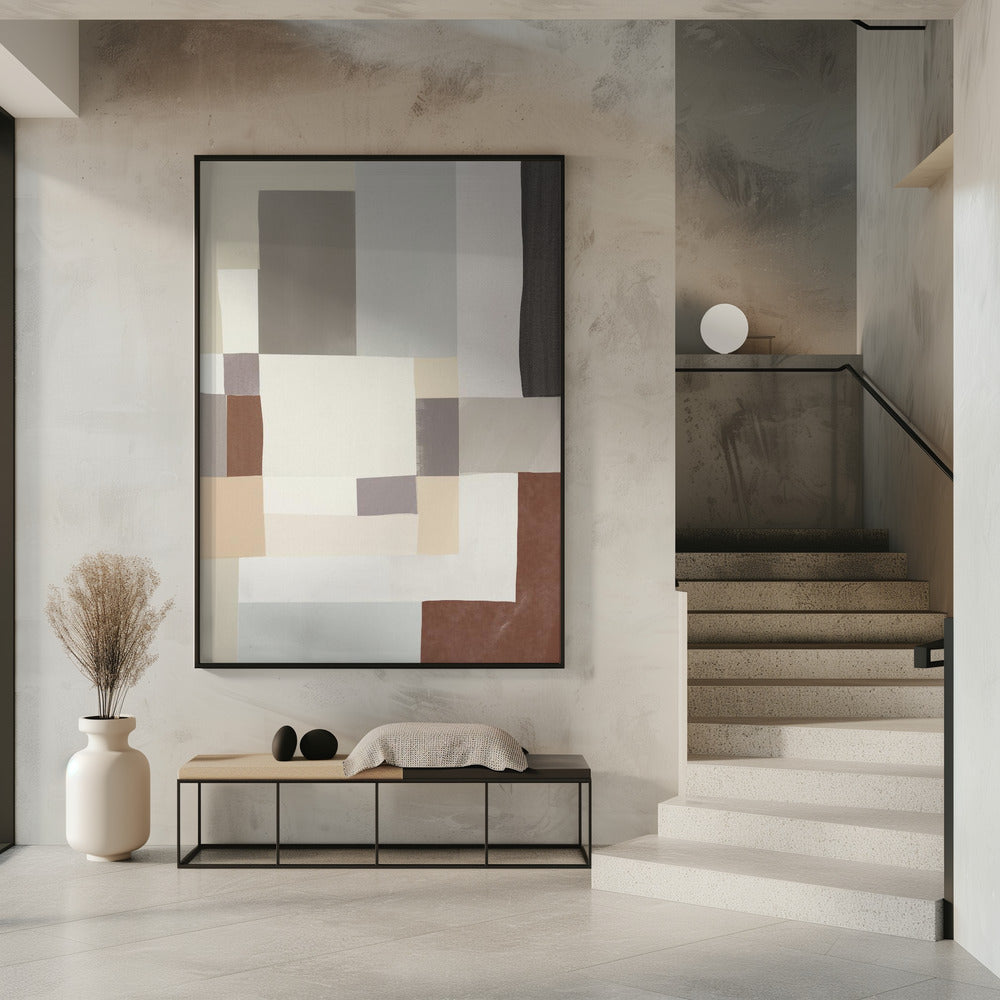 Neutrale kleur geometrisch abstract 02 | Poster