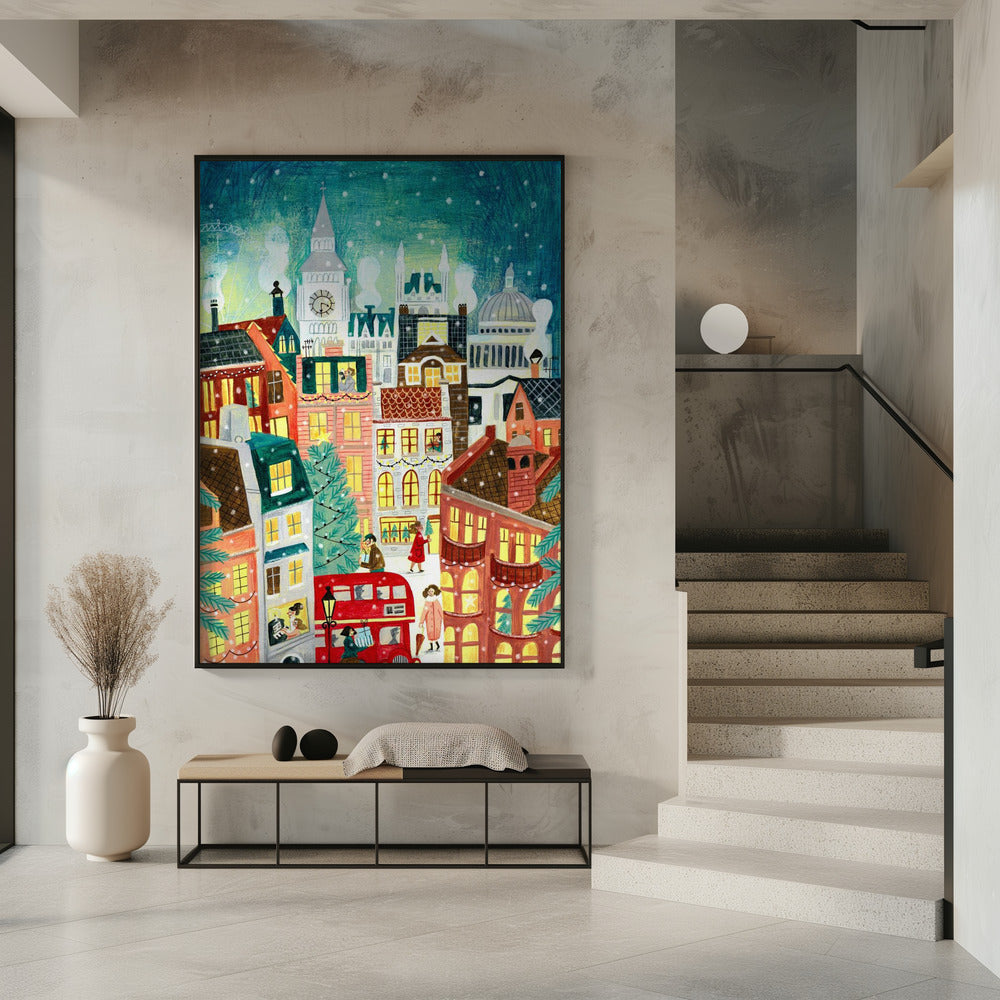 Kerstmis Londen in de sneeuw | Poster