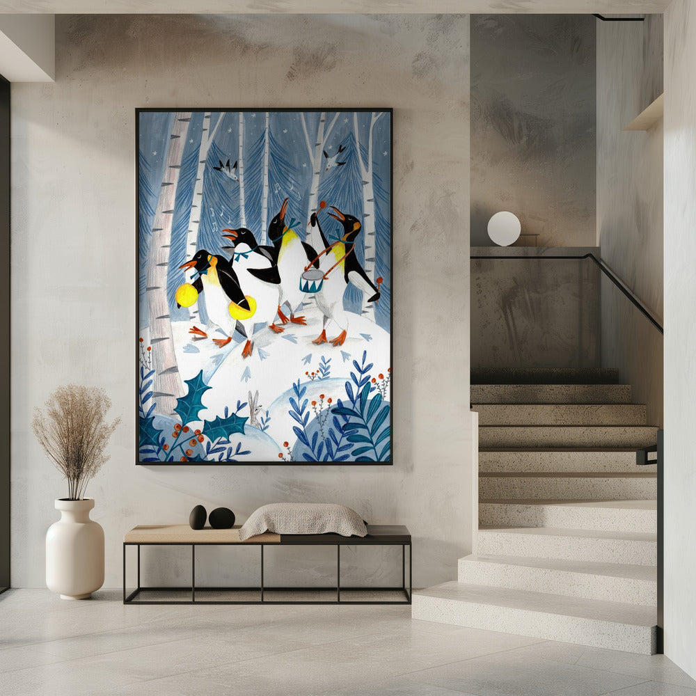 Pinguïns maken muziek in het bos | Poster