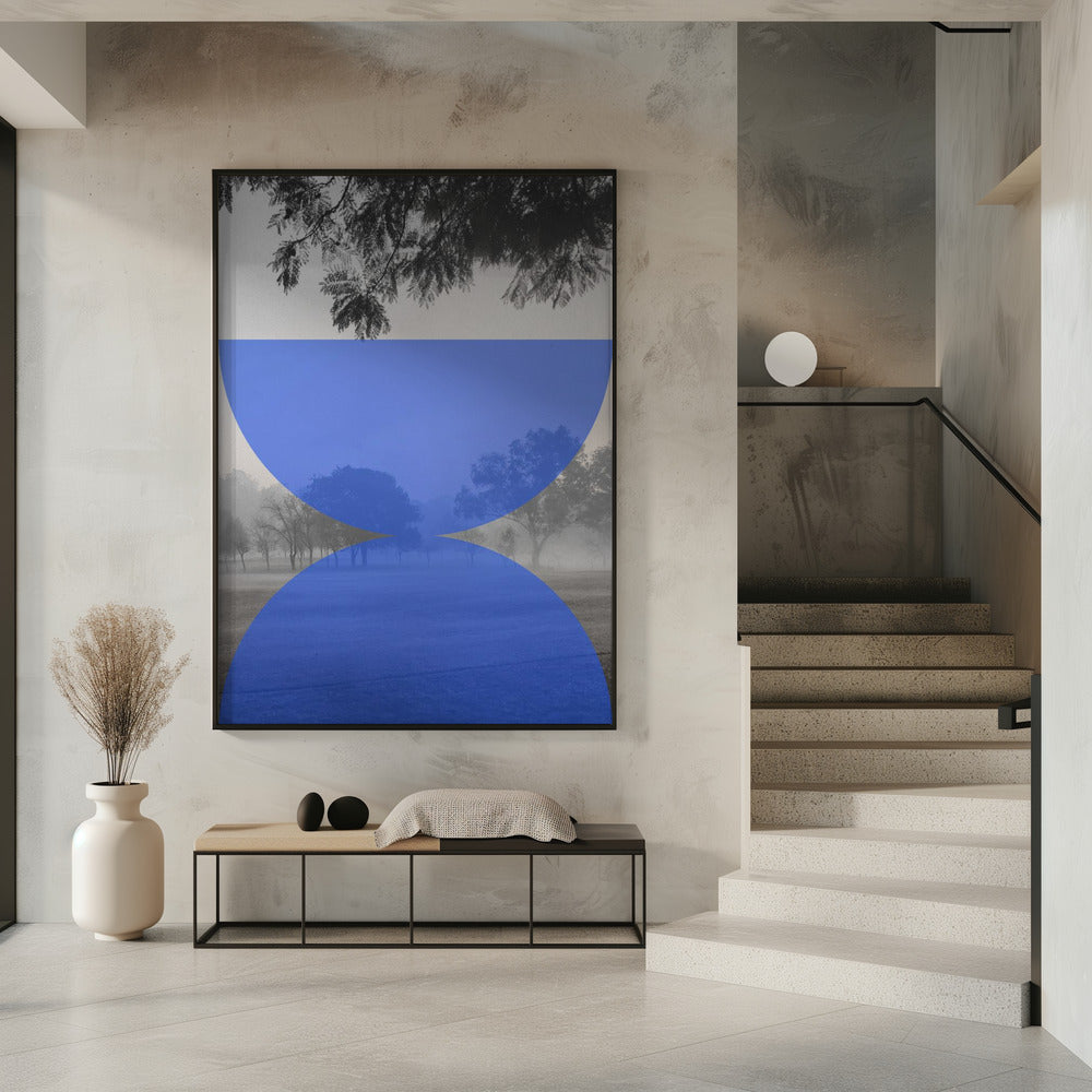 Mistige blauwe horizon | Poster