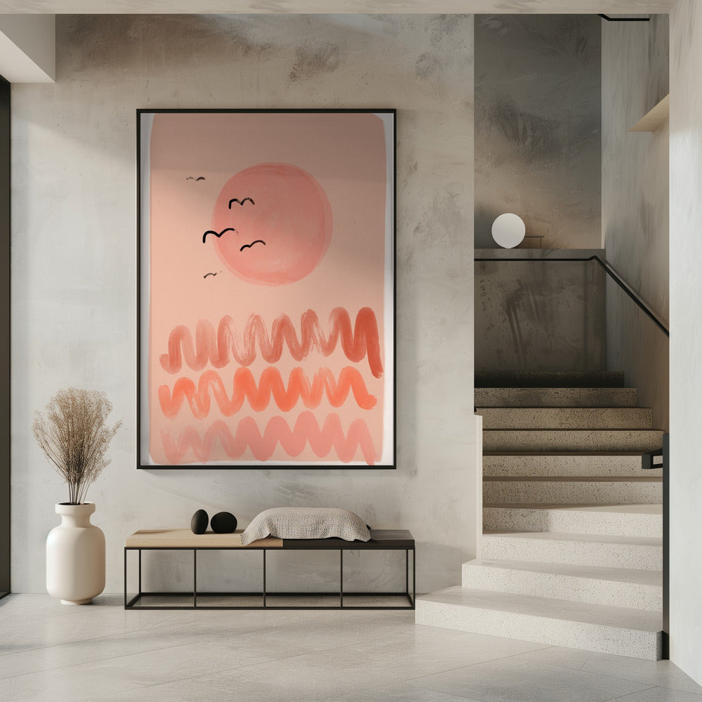 Perzikkleurige luchtgolven | Poster