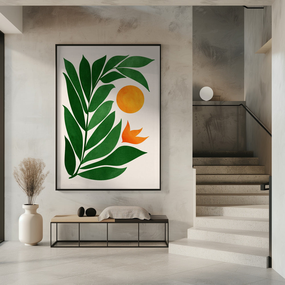 Zonsondergang in tropisch bos | Poster