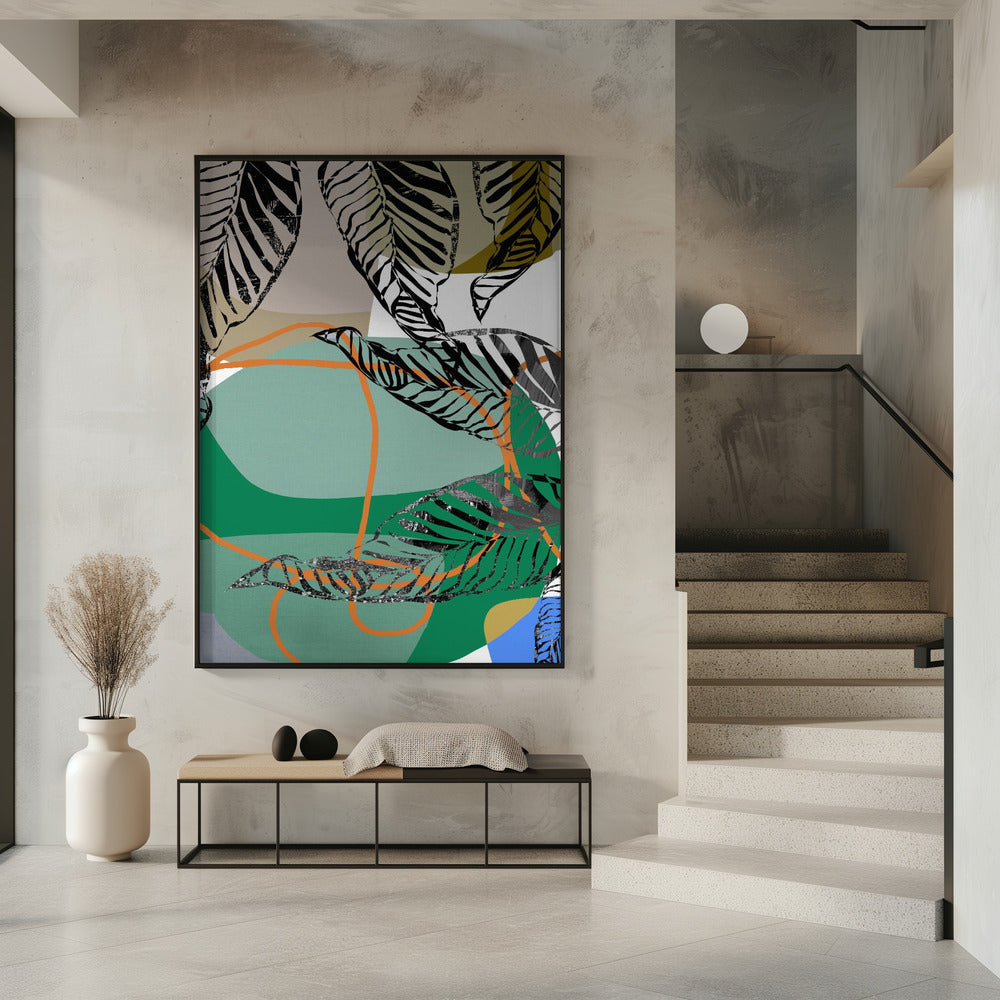 Abstracte zwarte bladeren met kleur nr. 2 | Poster