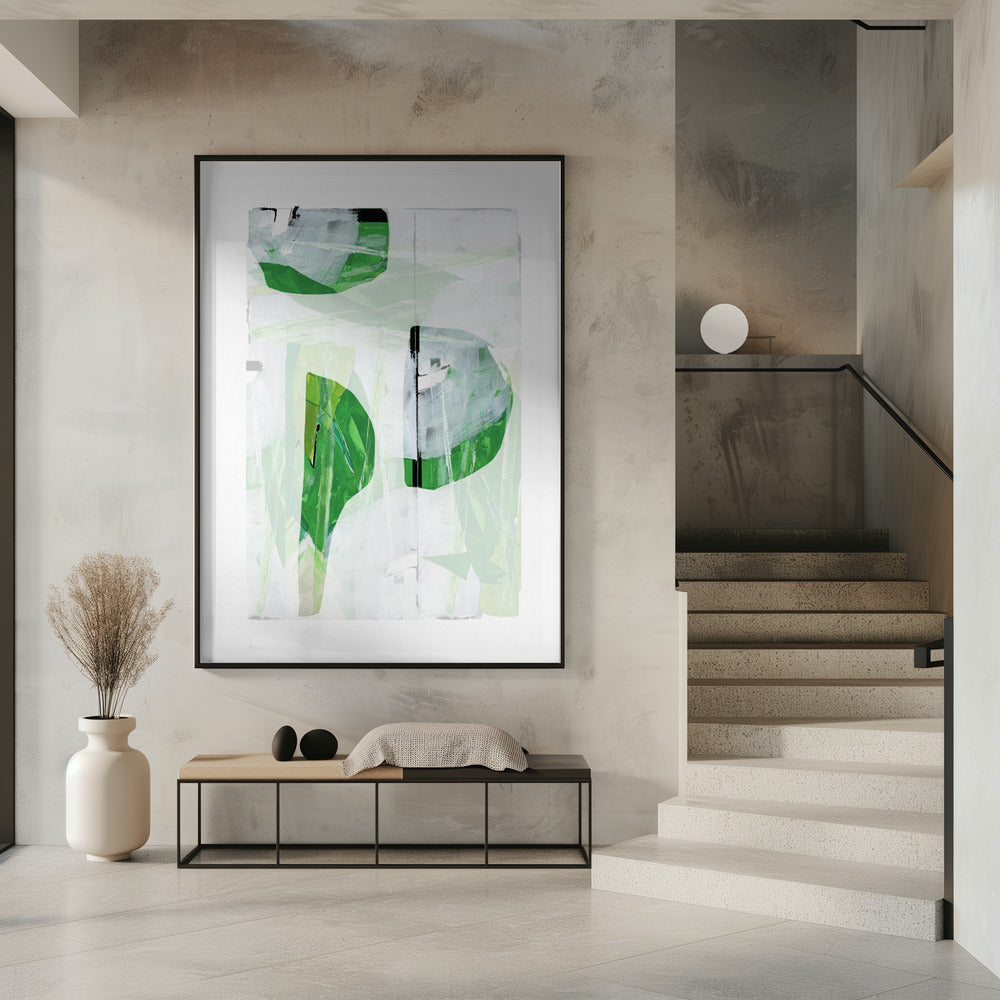 Limegroen Zwart Abstract No2 | Poster