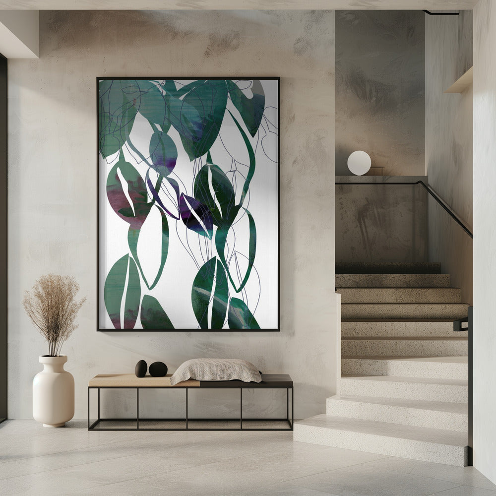 Botanische bladprintkunst in marineblauw 4 | Poster