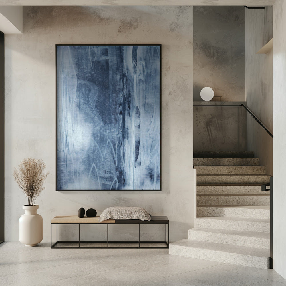 Blue Texture Flowing Vertical Lines | Poster
