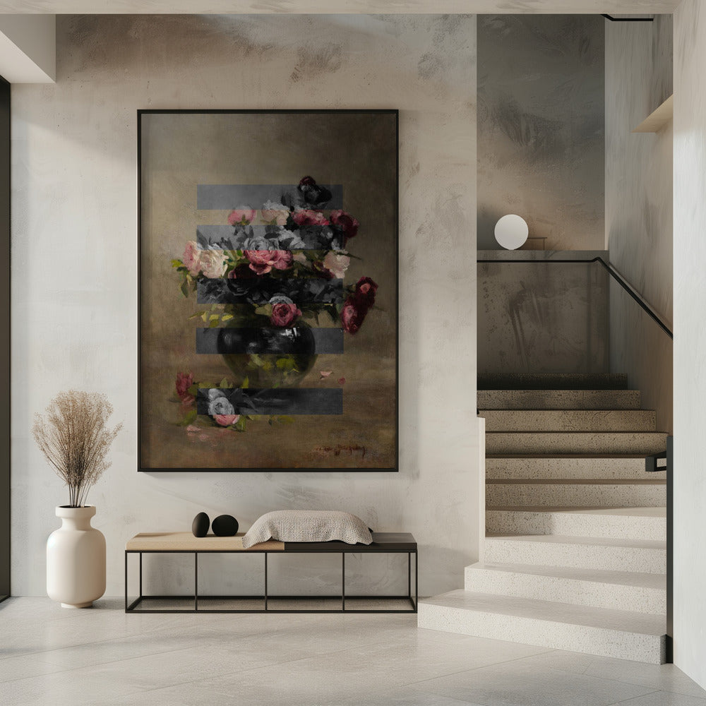 Boeket van vintage olieverfschilderijbloemen, collage | poster