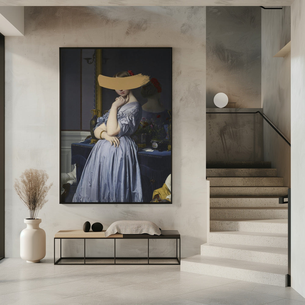 Classic Oil Painting and Yellow Splash | Poster