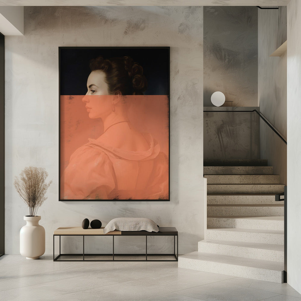 Altered Portrait of Woman Orange Modern Art | Poster
