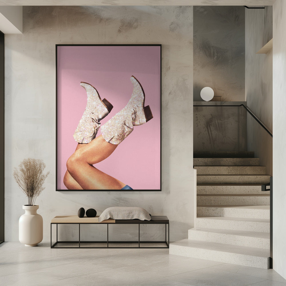Deze laarzen - Glitterroze II | Poster