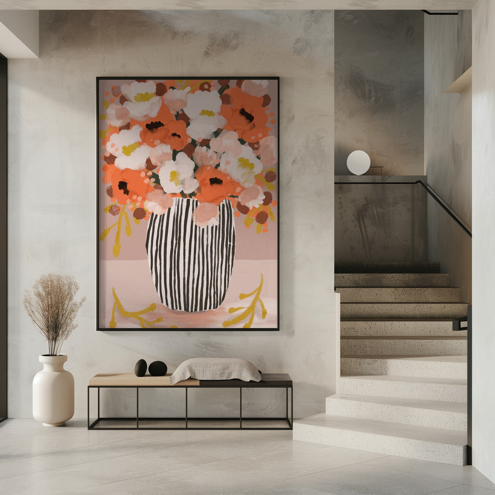 Gestreepte vaasbloemen | Poster