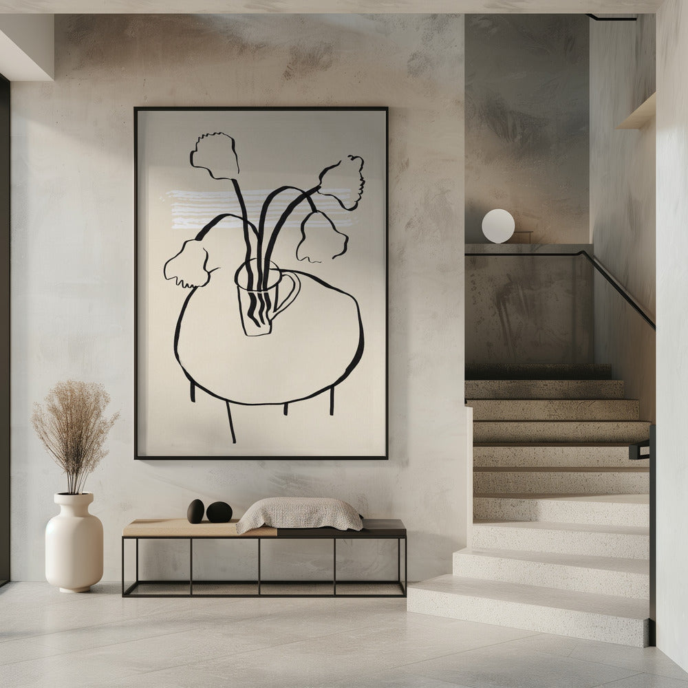 Bloemendecoratie op een ronde tafel | Poster
