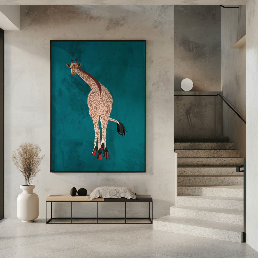 Quirky Giraffe Green | Poster