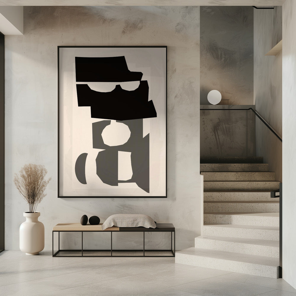 Zwart-witte uitgesneden vormen 2 | Poster