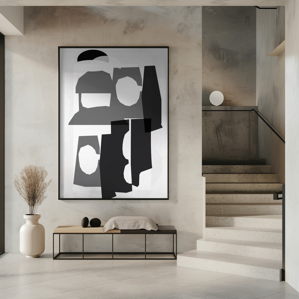 Zwart-witte uitgesneden vormen 3 | Poster