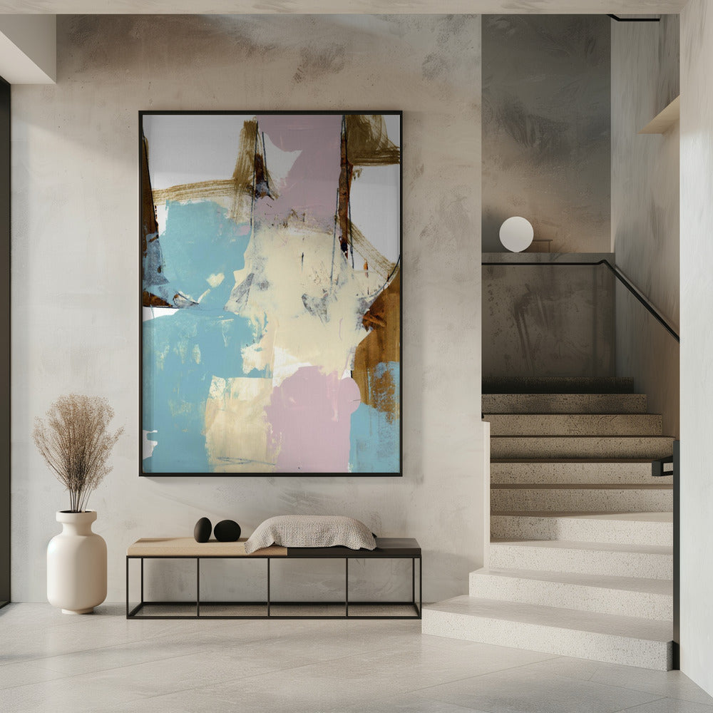 Blauwroze, schemerige abstract 1 | Poster