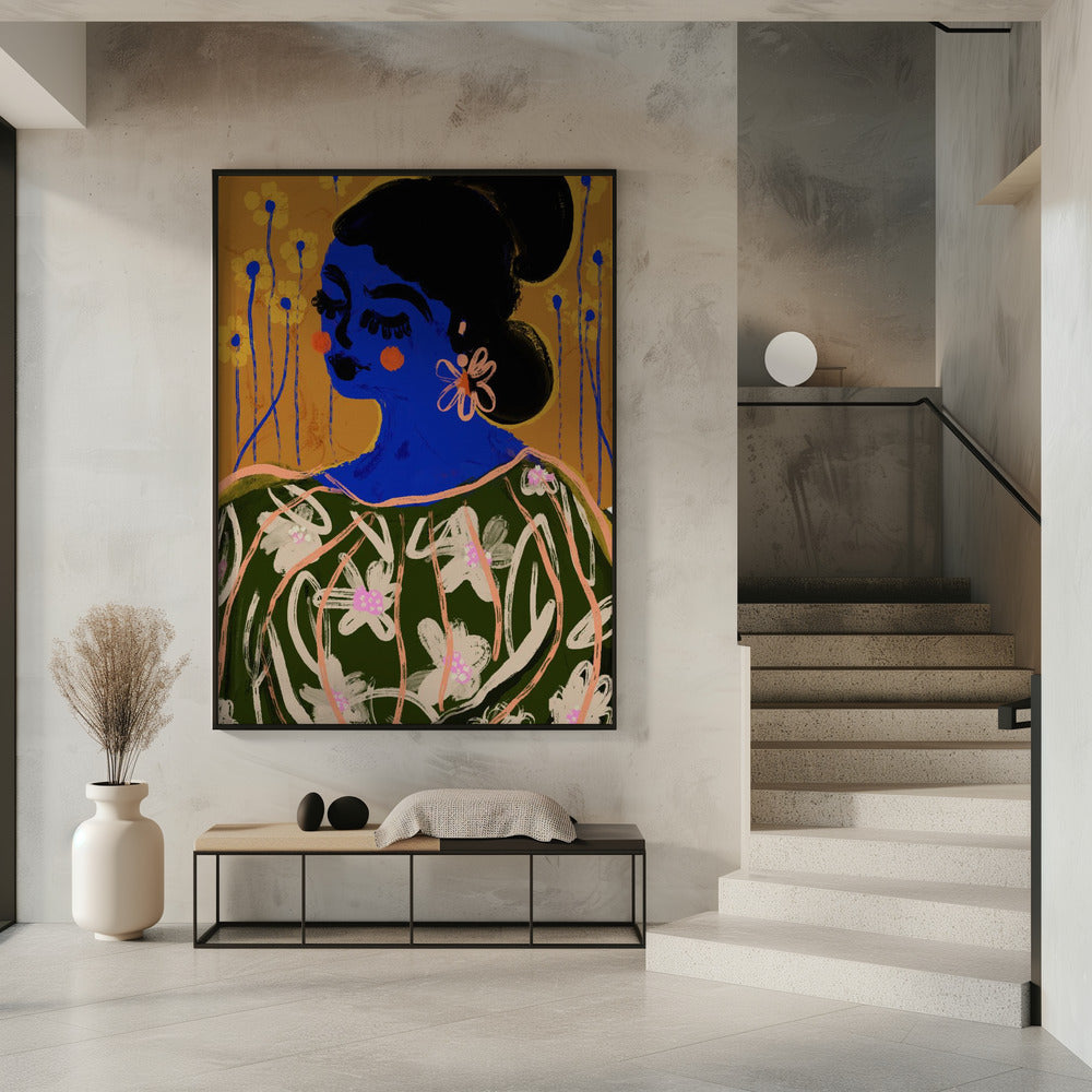 Blauwe Bloesem Muze | Poster