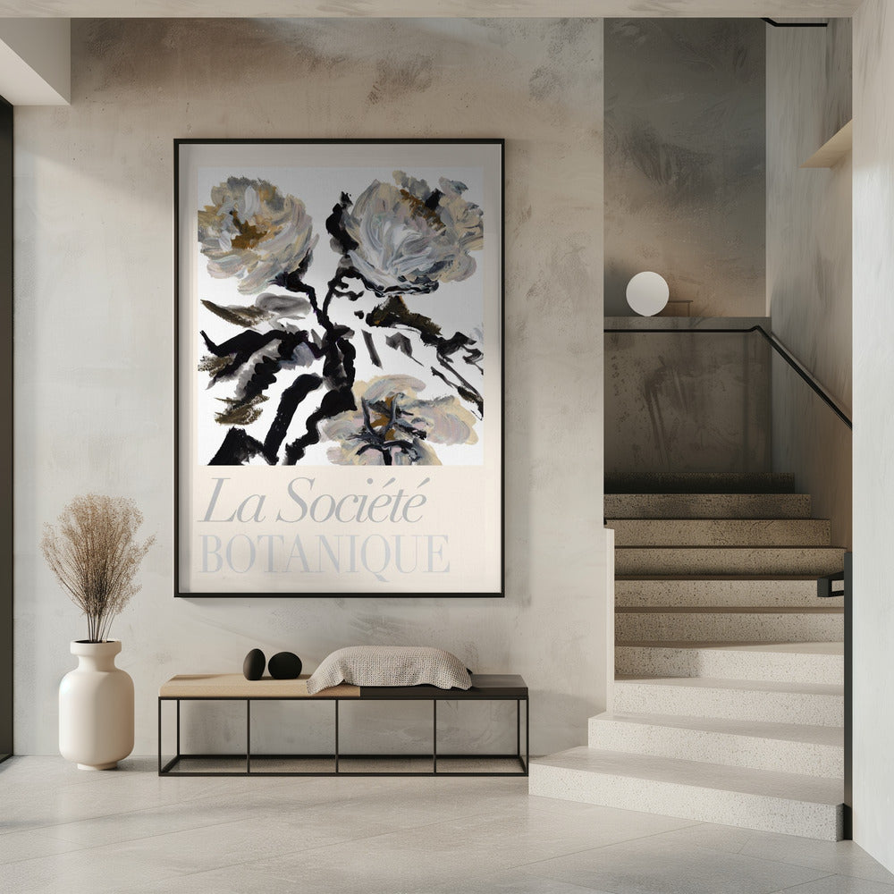 La Société Botanique Zwarte, witte en crèmekleurige bloemen | Poster