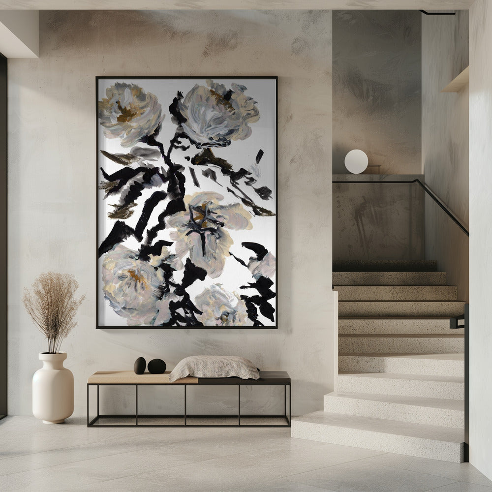 Le Jardin Botanique Zwart-witte bloem | Poster