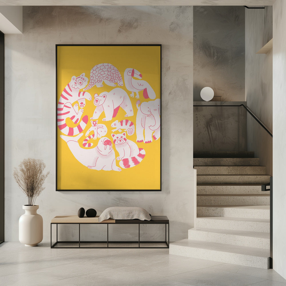 Gele dierencollage | Poster