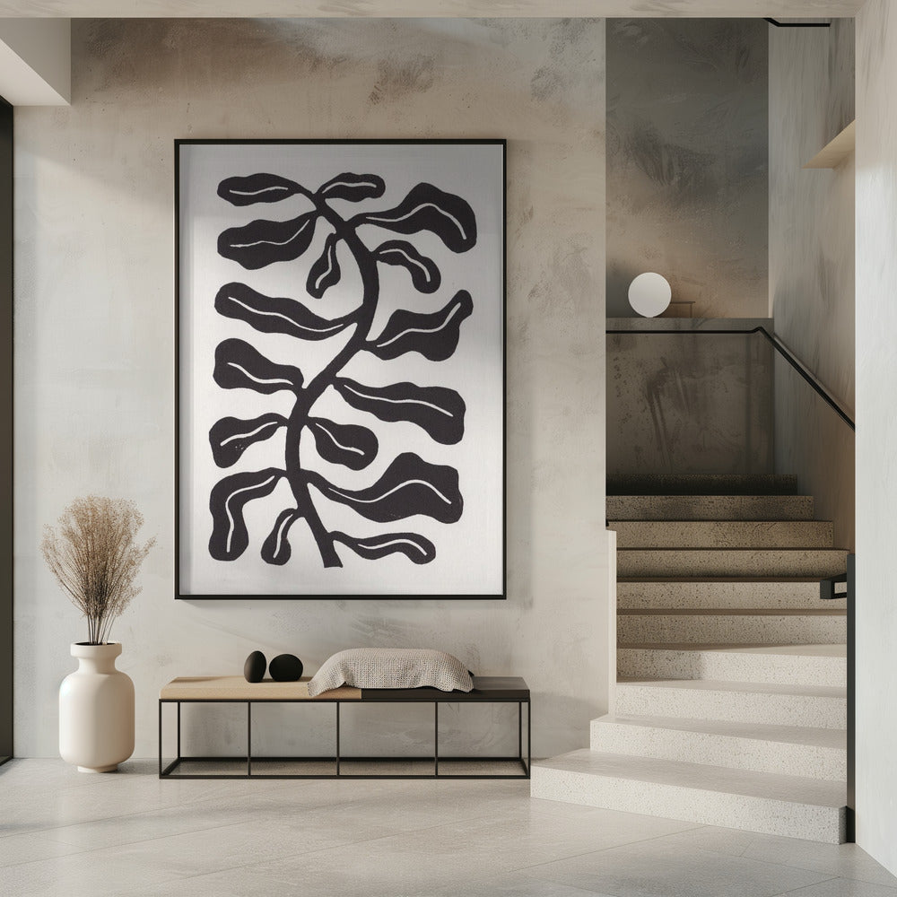 Wind Kissed Plant / Krijtbord Zwart | Poster