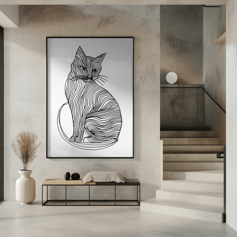 Lijnenkunst Kat | Poster