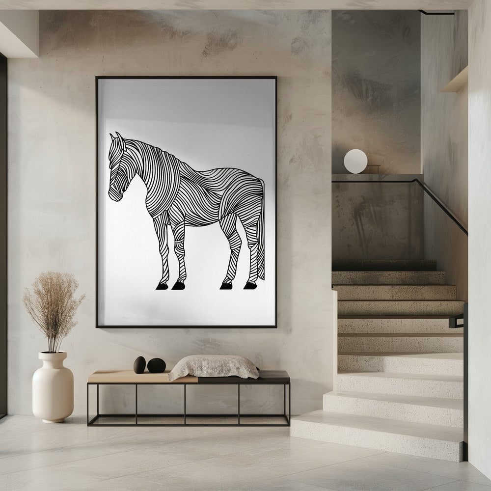 Lijnenkunst Paard | Poster
