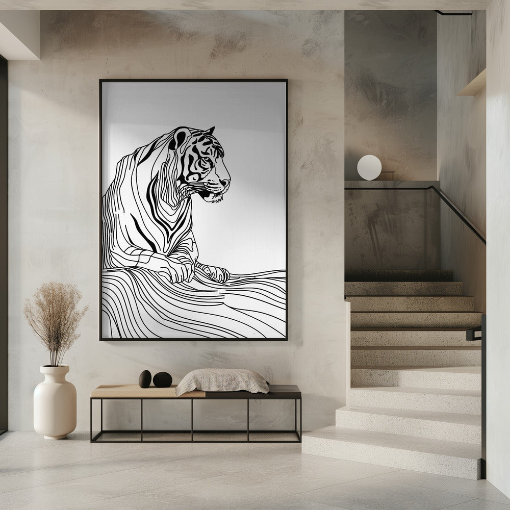 Lijnenkunst Tijger | Poster